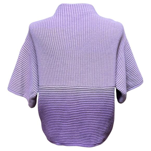 Chico's Short Sleeve Mock Neck Sweater Purple Ombre 1 / Medium - Picture 4 of 5